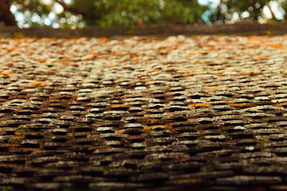 Aging shingle roof with moss growth and granule loss in Bend, OR